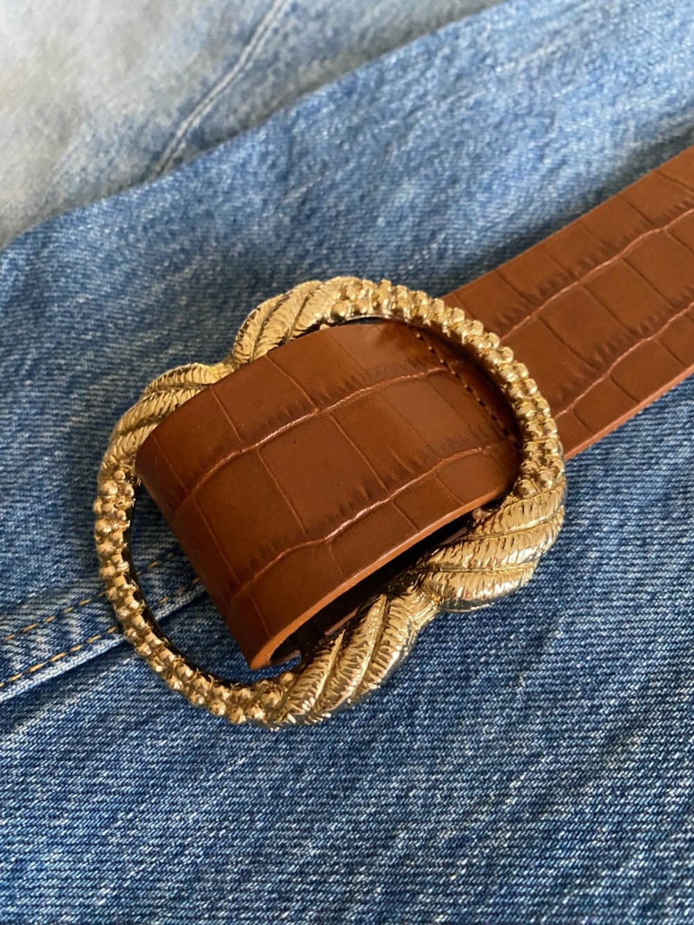 NWOT Artemis Croc Embossed Leather Belt - Picture 4 of 7